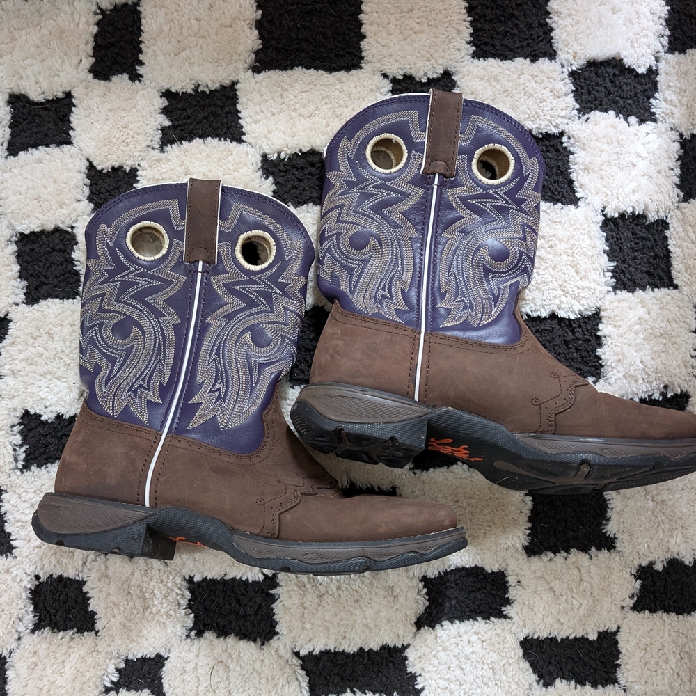 Durango Brown and Purple Cowboy Boots